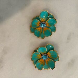Floral Enamel Statement Earrings